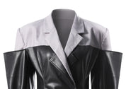 Contrast Leather Blazer