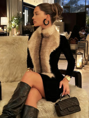Faux Fur Mini Dress