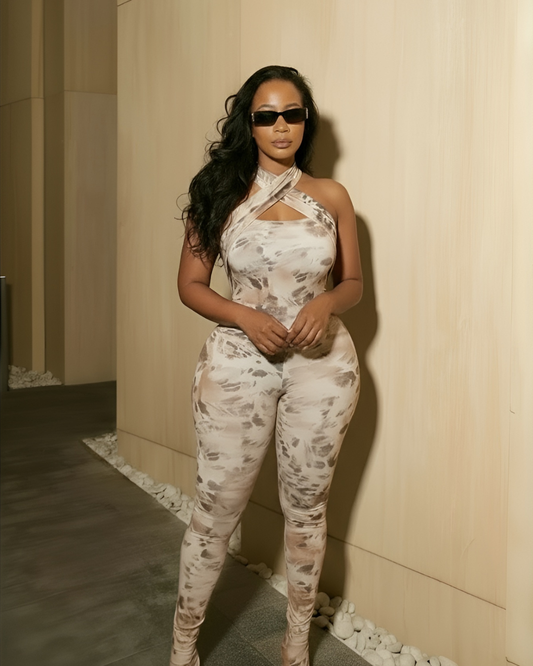 Cream Criss Cross Jumpsuit