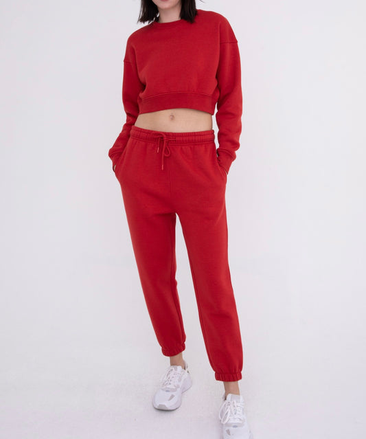 Red Cropped Jogger Set